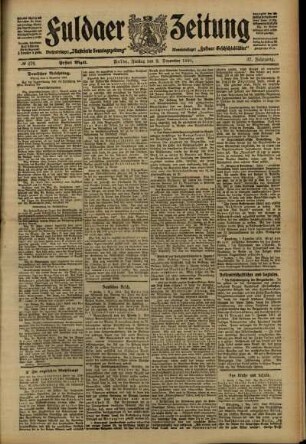 Erste Ausgabe vom Freitag, den 02. Dezember 1910.