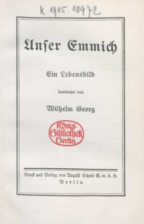 Unser Emmich : ein Lebensbild