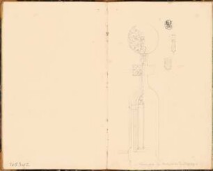 Reiseskizzenbuch 1828: Dom, Halberstadt: Details des Vikarienstuhls im Halberstädter Dom