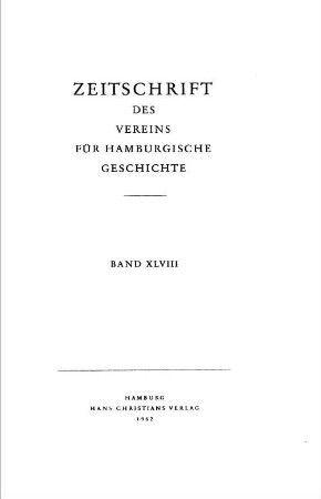 48.1962: Zeitschrift des Vereins für Hamburgische Geschichte