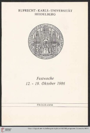Programm : Festwoche 12.-19. Oktober 1986