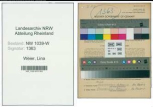 Entnazifizierung Lina Weier , geb. 17.12.1896 ()