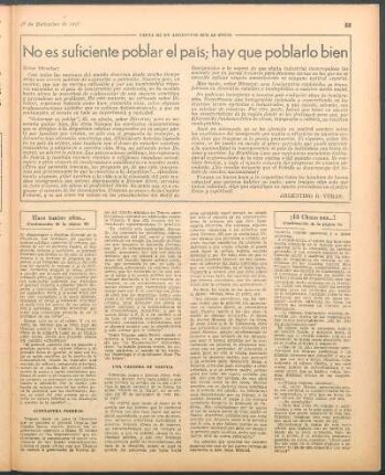 No es suficiente poblar el país; hay que poblarlo bien : Carta de un argentino que se enoja