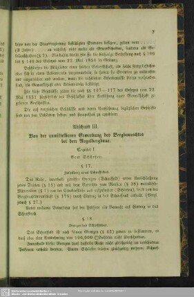 Abschnitt. III. Von der unmittelbaren Erwerbung des Bergbaurechtes bei dem Regalbergbaue