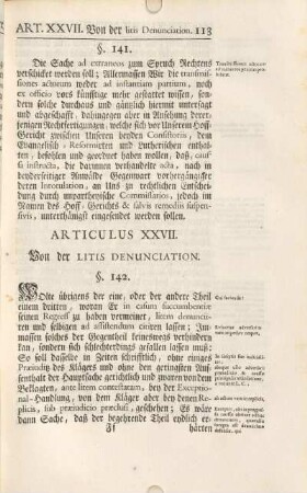 Articulus XXVII. Von der Litis Denunciation.