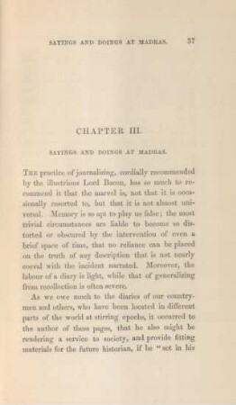 Chapter III. Sayings and doings at Madras
