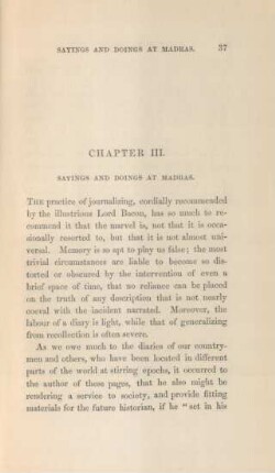 Chapter III. Sayings and doings at Madras