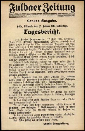 Zweite Ausgabe vom Mittwoch, den 17. Februar 1915.