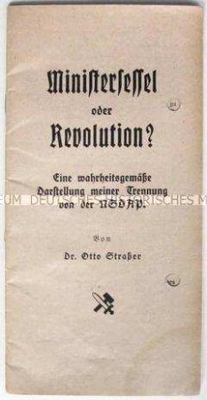 Propagandaschrift von Otto Straßer gegen die aktuelle Politik der NSDAP-Führung