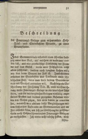Beschreibung der Feuerungs-Anlage zum ersparenden Holz- Torf- und Steinkohlen-Brande, zu einer Braupfanne.