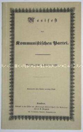 Faksimiledruck der Erstausgabe des Manifests der Kommunistischen Partei aus dem Jahre 1848