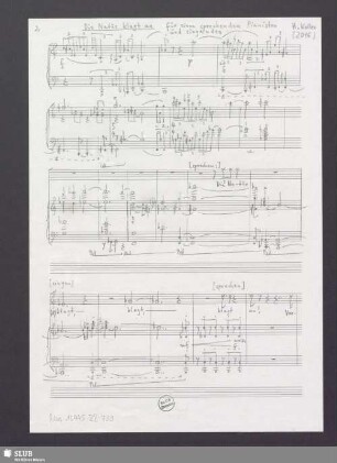 Die Natur klagt an. Fragments - Mus.15445-ZZ-739 : Sprechstimme, pf