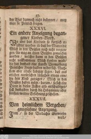 XXXVI. Eine andere Anzeigung begangener Kinder-Mord.