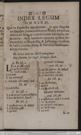 Index Legum Omnium, Quae in Pandectis continentur...