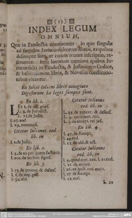 Index Legum Omnium, Quae in Pandectis continentur...