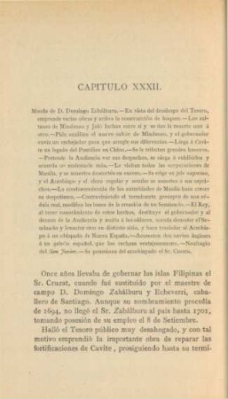Capítulo XXXII. Mando de D. Domingo Zabálburu. - ...