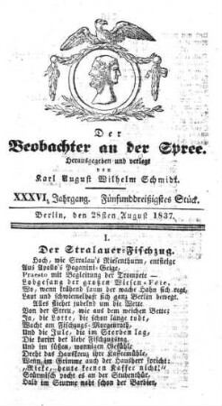 35. Stueck, 28. August 1837