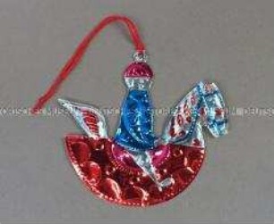 Christbaumschmuck: Schaukelpferd mit Reiter