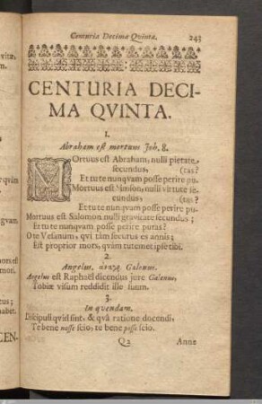 Centuria Decima Quinta.