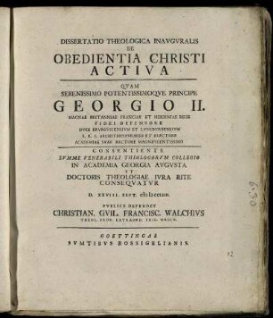 Dissertatio Theologica Inauguralis De Obedientia Christi Activa