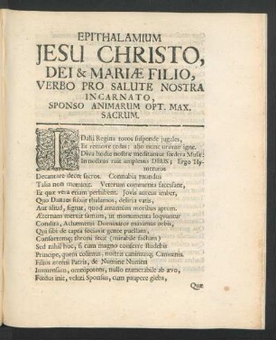 Epithalamium Jesu Christo, Dei & Mariae Filio ...