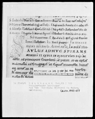 Voll-Lektionar — Initiale S(AULUS), Folio 144recto