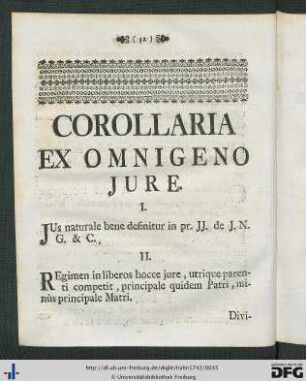 Corollaria Ex Omnigeno Jure.