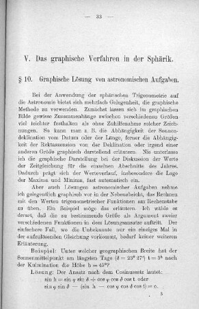 § 10. Graphische Lösung von astronomischen Aufgaben.