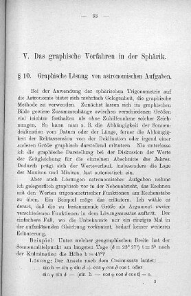 § 10. Graphische Lösung von astronomischen Aufgaben.
