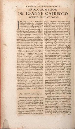 Prologomenon De Joanne Capreolo Ordinis Praedicatorvm.