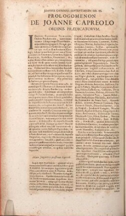 Prologomenon De Joanne Capreolo Ordinis Praedicatorvm.