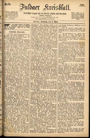 Erste Ausgabe vom Dienstag, den 04. Mai 1880.