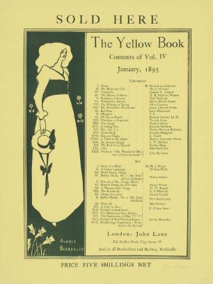 For sale here the Yellow Book Contents of Vol. V April 1895