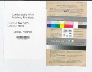 Entnazifizierung Heinrich Luetge , geb. 06.11.1898 (Polizeibeamter)