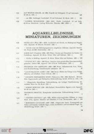 Aquarellbildnisse, Miniaturen, Zeichnungen (Nr. 109-171)