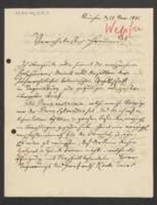 Brief von Josef Wepfer an Unbekannt