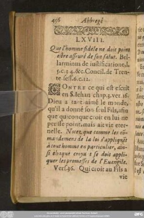 LXVIII. Que l'homme fidele ne doit point estre asseuré de son salut. ...