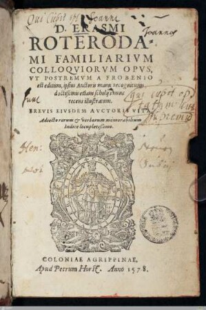 D. Erasmi Roterodami Familiarivm Colloqviorvm Opvs,
