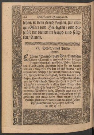VI. Gebet/ eines Unterthanen.