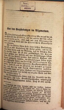 Handbuch der praktischen Arzneiwissenschaft oder der speziellen Pathologie und Therapie. 3, Handbuch der Entzündungen