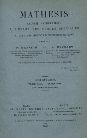 TOME VIII.-MARS 1898.