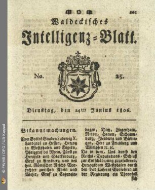 No. 25. Dienstag, den 24ten Junius 1806