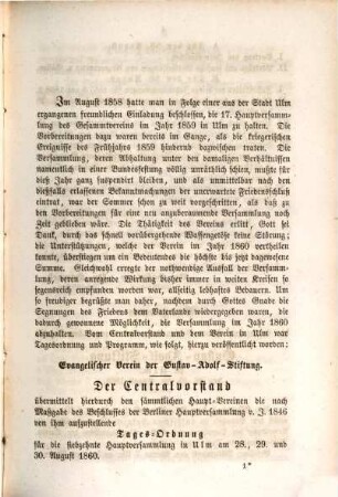 Bericht über die ... Hauptversammlung des Evangelischen Vereins der Gustav-Adolf-Stiftung. 17. 1860