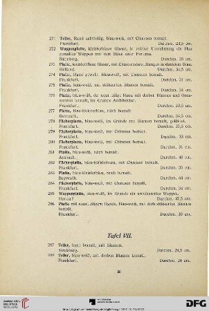 Tafel VII. (Nr. 287-327)