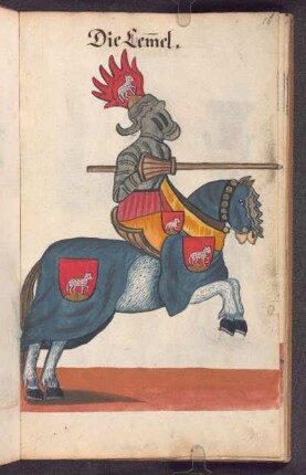 Illustration Turnierreiter mit Wappen Lemmel