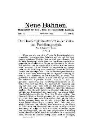 Der Handfertigkeitsunterricht in der Volks- und Fortbildungsschule : (Schluß)