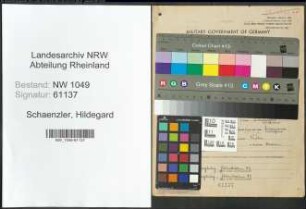Entnazifizierung Hildegard Schaenzler , geb. 25.05.1922 (Verwaltungsangestellte)