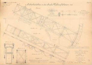 Dortmund-Ems-Kanal. Sicherheitstor, Waltrop: Stat. 145: Ansicht, Aufsicht 1:20, Schnitte 1:15, Details 1:10