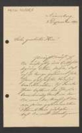 Brief von Karl Eduard Semler an Unbekannt