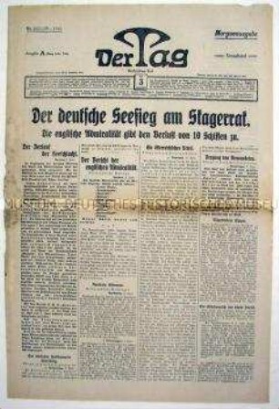 Berliner Tageszeitung "Der Tag" zur Seeschlacht am Skagerrak